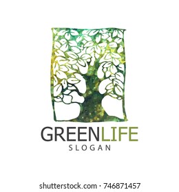 Vector illustration of tree logo or icon. Design template, badges, labels and logotype for business