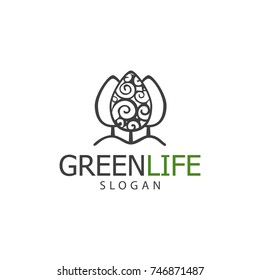 Vector illustration of tree logo or icon. Design template, badges, labels and logotype for business