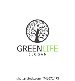 Vector illustration of tree logo or icon. Design template, badges, labels and logotype for business