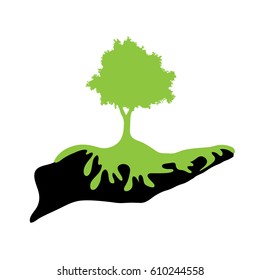 Vector illustration of tree logo on white background.