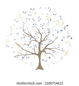 vector illustration of tree with musical notes for audio media concepts and designs vector illustration of tree with musical notes for audio media concepts and designs Musical Tree. Vector