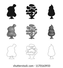 Vector illustration of tree and nature icon. Collection of tree and crown stock vector illustration.
