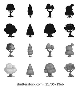 Vector illustration of tree and nature icon. Collection of tree and crown stock symbol for web.
