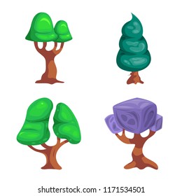 Vector illustration of tree and nature icon. Collection of tree and crown vector icon for stock.