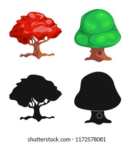 Vector illustration of tree and nature icon. Collection of tree and crown vector icon for stock.