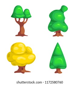 Vector illustration of tree and nature icon. Collection of tree and crown vector icon for stock.