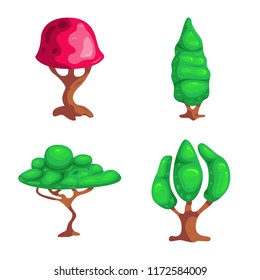 Vector illustration of tree and nature icon. Collection of tree and crown vector icon for stock.