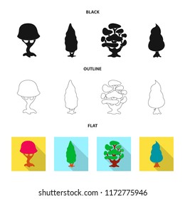 Vector illustration of tree and nature icon. Set of tree and crown stock symbol for web.
