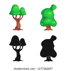 Vector illustration of tree and nature icon. Set of tree and crown stock vector illustration.