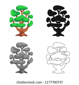 Vector illustration of tree and nature icon. Set of tree and crown vector icon for stock.