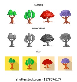 Vector illustration of tree and nature icon. Set of tree and crown stock symbol for web.