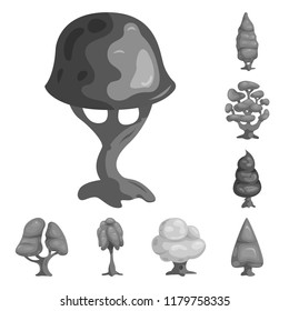 Vector illustration of tree and nature icon. Collection of tree and crown stock symbol for web.