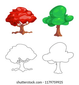 Vector illustration of tree and nature icon. Collection of tree and crown stock symbol for web.
