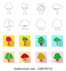 Vector illustration of tree and nature icon. Collection of tree and crown stock symbol for web.