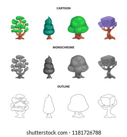 Vector illustration of tree and nature icon. Collection of tree and crown stock symbol for web.