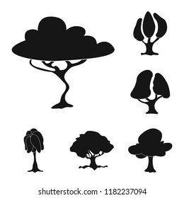 Vector illustration of tree and nature icon. Set of tree and crown stock symbol for web.