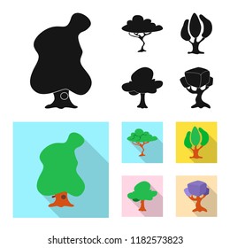 Vector illustration of tree and nature icon. Collection of tree and crown stock vector illustration.