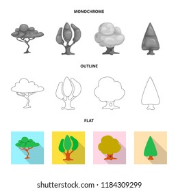 Vector illustration of tree and nature icon. Collection of tree and crown stock symbol for web.