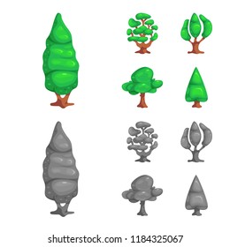 Vector illustration of tree and nature icon. Collection of tree and crown stock vector illustration.