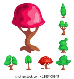 Vector illustration of tree and nature icon. Set of tree and crown stock symbol for web.