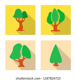 Vector illustration of tree and nature icon. Collection of tree and crown stock vector illustration.