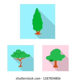 Vector illustration of tree and nature icon. Set of tree and crown vector icon for stock.