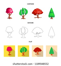 Vector illustration of tree and nature icon. Set of tree and crown stock vector illustration.