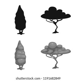 Vector illustration of tree and nature icon. Set of tree and crown stock symbol for web.