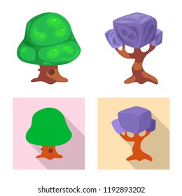 Vector illustration of tree and nature icon. Set of tree and crown stock symbol for web.