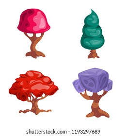 Vector illustration of tree and nature icon. Collection of tree and crown vector icon for stock.