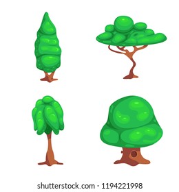 Vector illustration of tree and nature icon. Collection of tree and crown vector icon for stock.