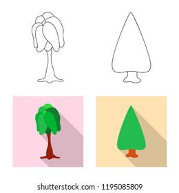 Vector illustration of tree and nature icon. Set of tree and crown vector icon for stock.