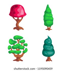 Vector illustration of tree and nature icon. Set of tree and crown vector icon for stock.