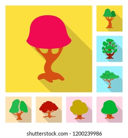 Vector illustration of tree and nature icon. Collection of tree and crown stock vector illustration.