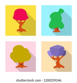 Vector illustration of tree and nature icon. Set of tree and crown stock vector illustration.