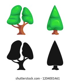 Vector illustration of tree and nature icon. Set of tree and crown vector icon for stock.