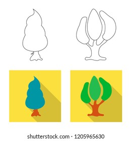 Vector illustration of tree and nature icon. Set of tree and crown stock symbol for web.