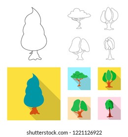 Vector illustration of tree and nature icon. Collection of tree and crown stock symbol for web.