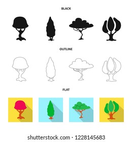 Vector illustration of tree and nature icon. Set of tree and crown stock vector illustration.