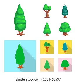 Vector illustration of tree and nature icon. Collection of tree and crown stock vector illustration.