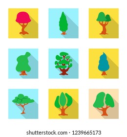Vector illustration of tree and nature icon. Collection of tree and crown stock symbol for web.