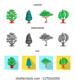 Vector illustration of tree and nature logo. Collection of tree and crown stock symbol for web.