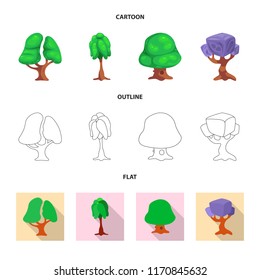 Vector illustration of tree and nature logo. Set of tree and crown vector icon for stock.