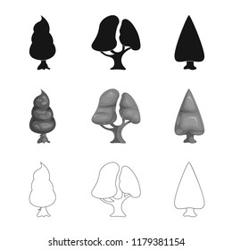 Vector illustration of tree and nature logo. Set of tree and crown vector icon for stock.