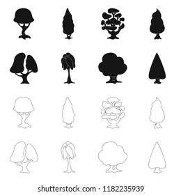 Vector illustration of tree and nature logo. Set of tree and crown stock vector illustration.