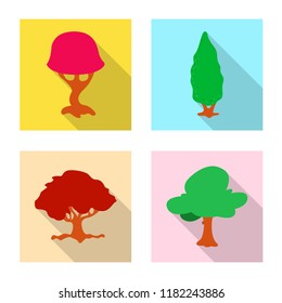 Vector illustration of tree and nature logo. Collection of tree and crown stock symbol for web.
