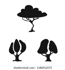 Vector illustration of tree and nature logo. Collection of tree and crown vector icon for stock.