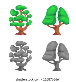 Vector illustration of tree and nature logo. Collection of tree and crown stock symbol for web.