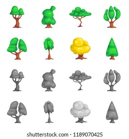 Vector illustration of tree and nature logo. Set of tree and crown vector icon for stock.