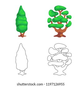 Vector illustration of tree and nature logo. Set of tree and crown vector icon for stock.